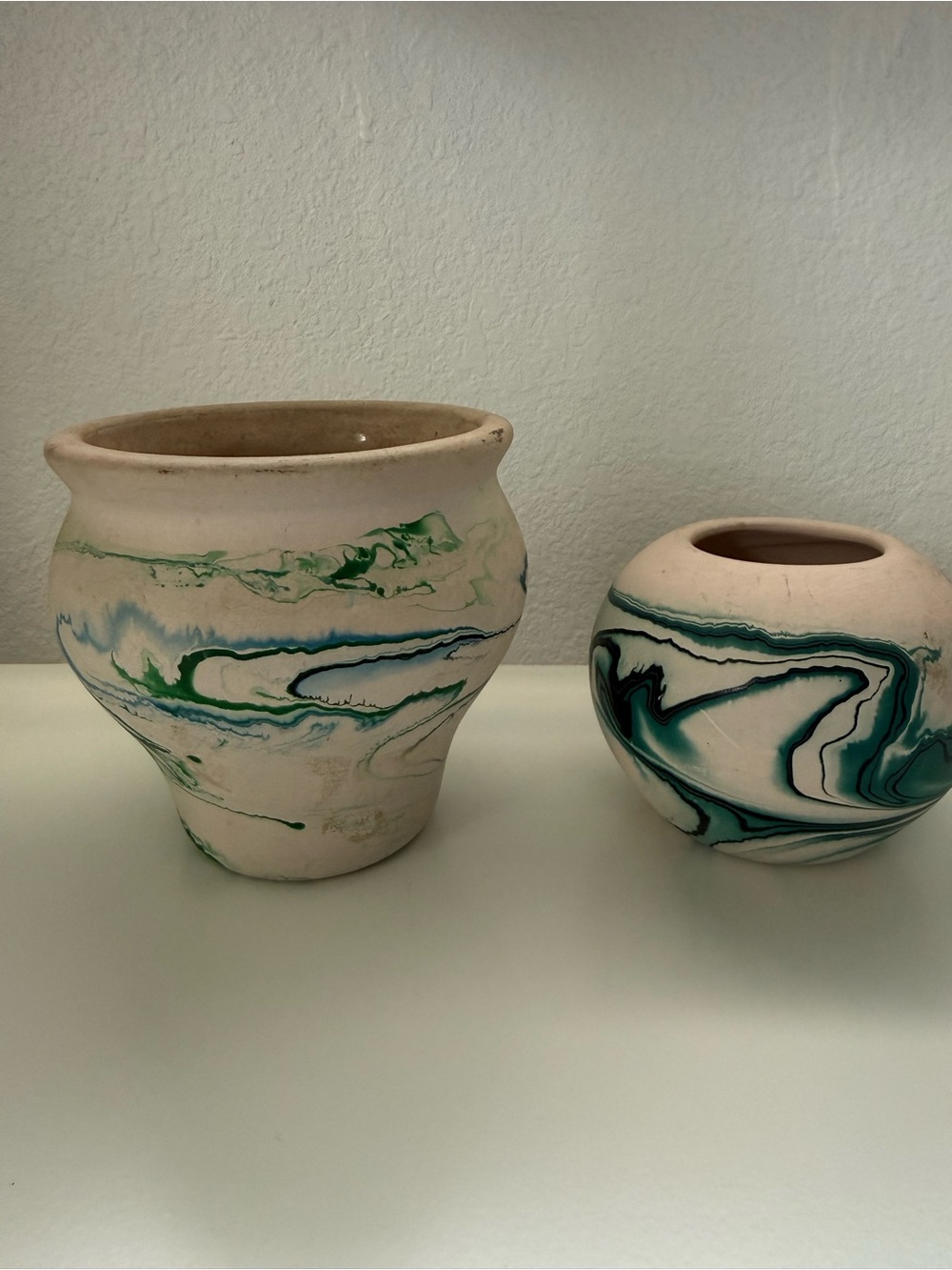Vintage Nemadji Pottery Handcrafted Ceramic Vase - Green and Teal